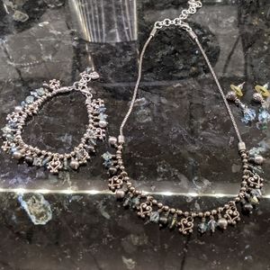 Brighton Multi Blue Crystal, Pearl, & Silver Set